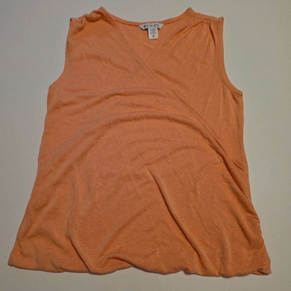 Athleta Breezy Wrap Tank Top Orange V-Neck Sleeveless Yoga Gym Shirt Size XS